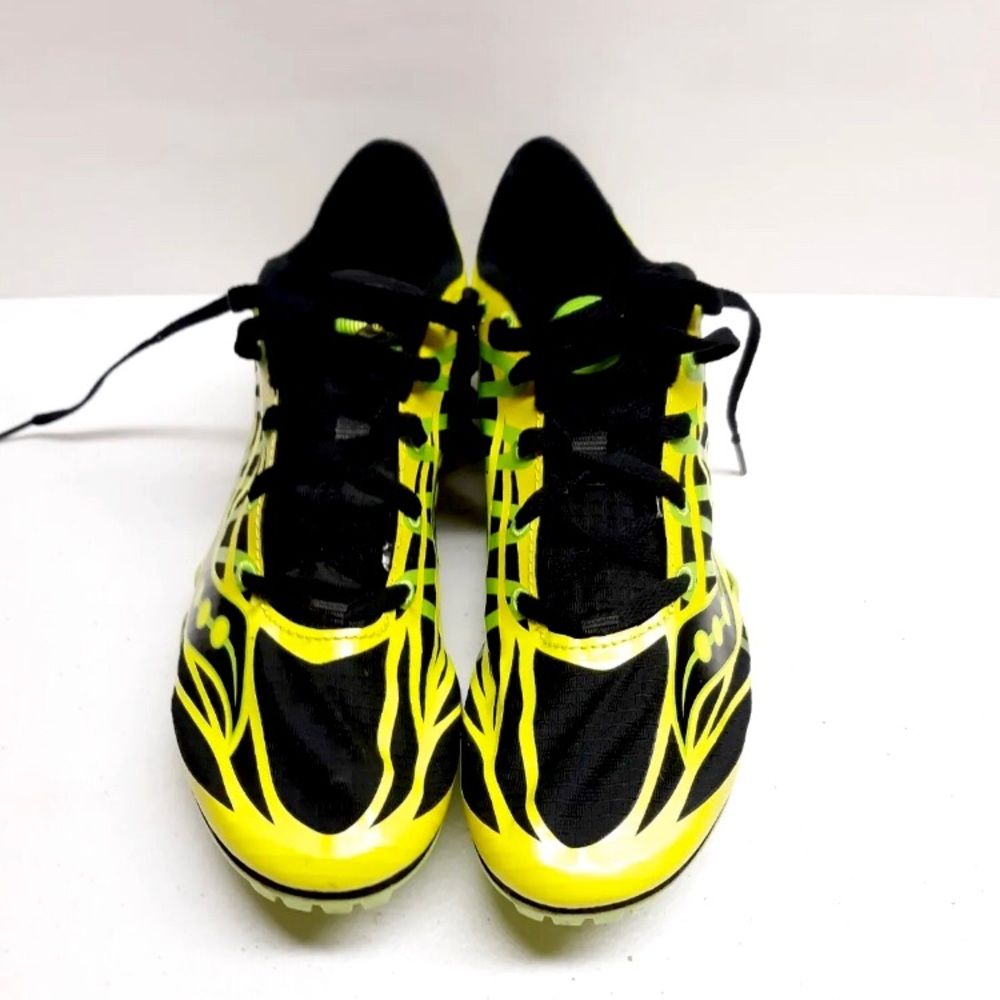 Saucony Velocity Track Shoes Lime Yellow Black S29019-3 Lace Up Spikes  Size 9